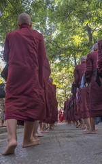 Thousands of monks get in line for lunch at Mahar Gandar Yone Monastery
