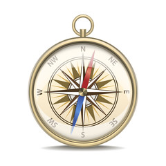 Realistic Detailed Compass with Windrose. Vector