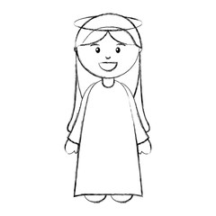 mary virgin manger character vector illustration design