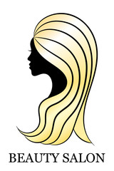 Cut female profile with golden hair for spa and beauty salon decoration