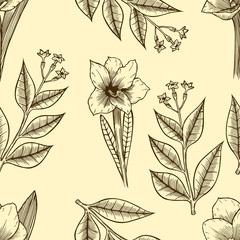 Monochrome Seamless floral pattern