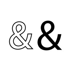 Pictogram ampersand icon. Black icon on white background.