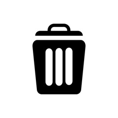 Pictogram trash can icon. Black icon on white background.