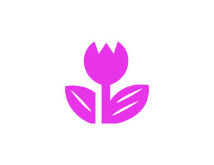 Flat rose flower plant icon
