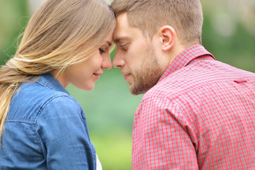 Tender couple looking at each other.