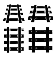 Old train tracks icon vector set
