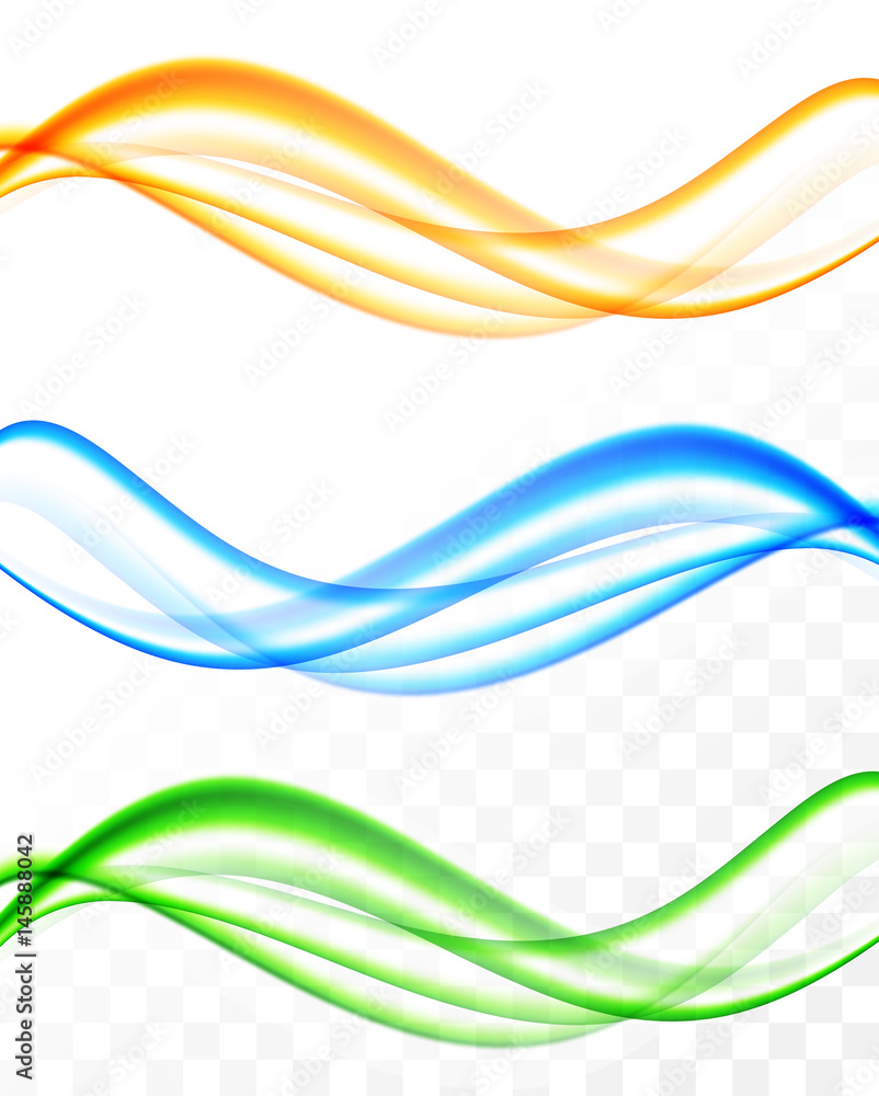 Poster abstract soft wavy light lines set