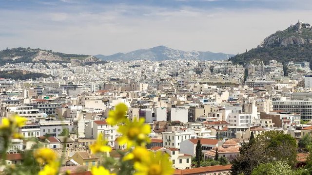 4K Time-lapse Athens Panorama Lycavittos view from Acropolis 