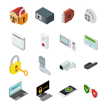 Security Color Icons Set. Vector