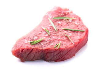 Beef steak  isolated on white background.