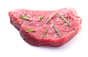 Beef steak  isolated on white background.