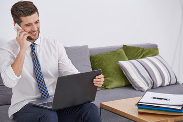 Businessman working at home