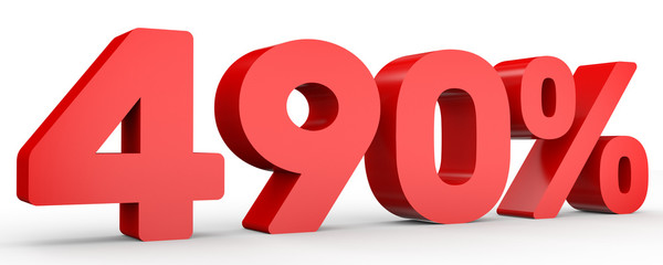 Four hundred and ninety percent. 490 %. 3d illustration.
