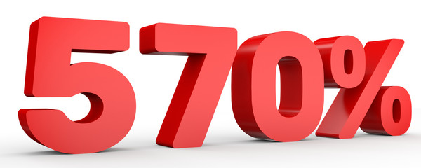 Five hundred and seventy percent. 570 %. 3d illustration.