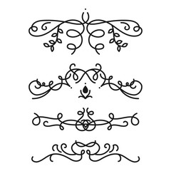 Collection of vector dividers calligraphic style vintage border frame design decorative illustration.