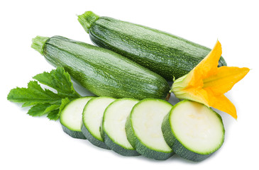 Zucchini on a white background.