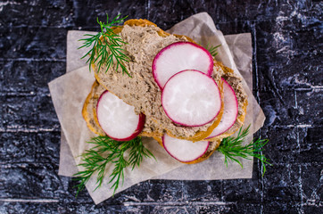 Toast with liver pate