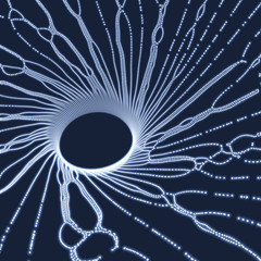 Space vortex. Black hole made from Flying Particles. Abstract Background. 3D Vector Illustration.