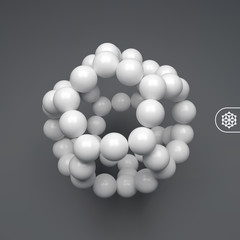 Molecular structure with spheres. 3d vector Illustration. Can be used for marketing, website, presentation.