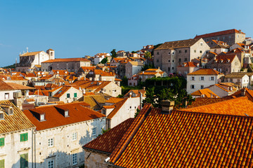 Top view of the roofs of houses in Dubrovnik, Croatia.