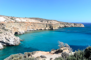 Fototapeta na wymiar Emerald beaches of Greece - Milos island, Cyclades