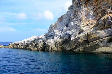 Fototapeta na wymiar Rocky formations in Milos, Greece