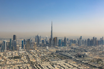 Fototapeta na wymiar Dubai Burj Khalifa Hochhaus Luftaufnahme Luftbild
