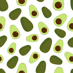 Seamless avocado background. Flat design.  Can be used for wallpaper, web page background, surface textures.