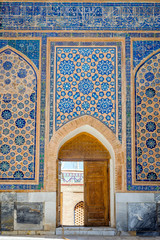 Door in a wall full of mosaic, Samarkand