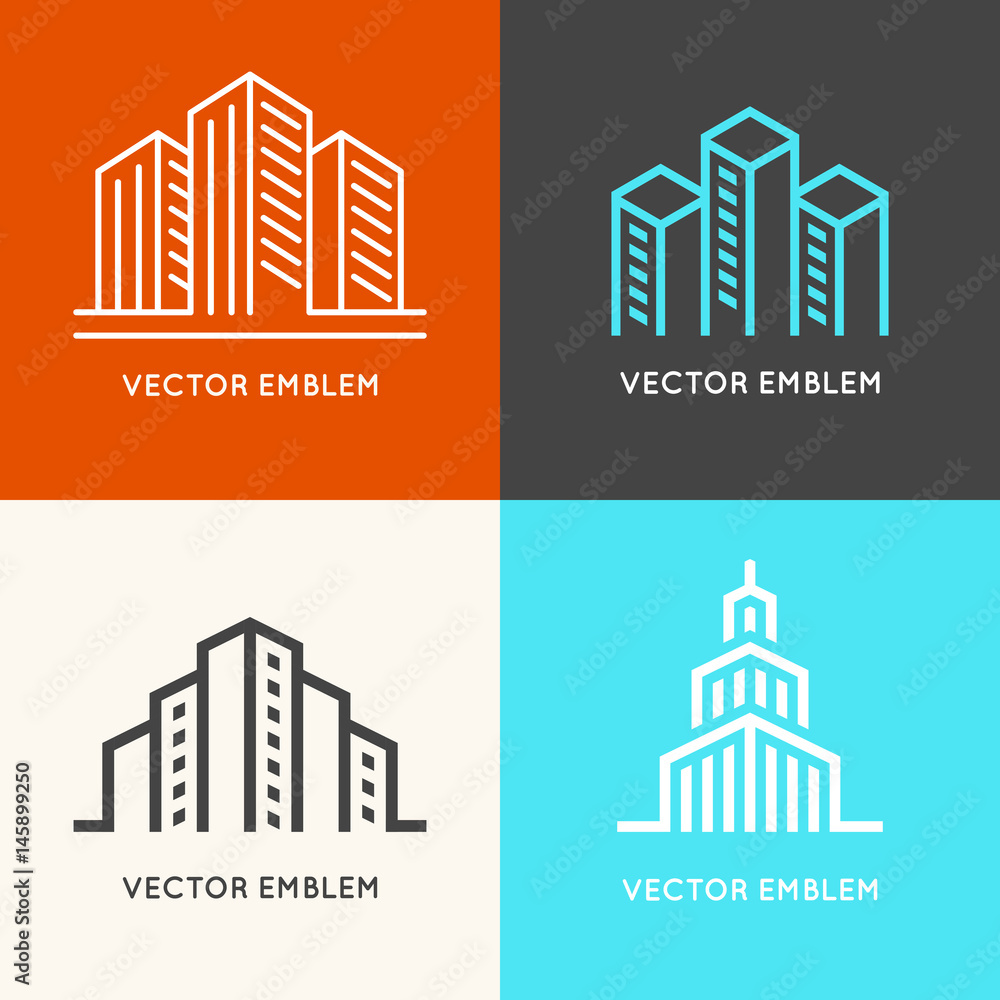 Poster Vector set of  logo design templates - architecture and building signs