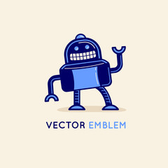 Vector logo design template in flat and simple style - robot mascot