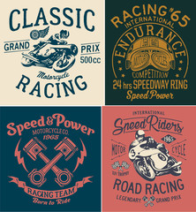 Vintage motorcycle racing prints for boy t shirt