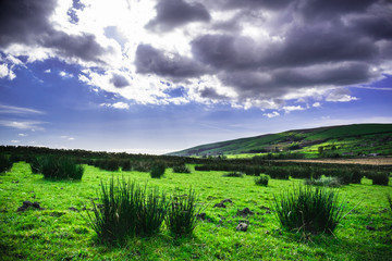 Stunning view at Pendle Hill Area At Springtime