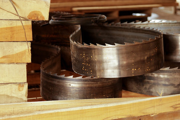 Saw lay down in the wood factory