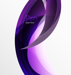 Futuristic hi-tech glass wave abstract background. Color curvy line with glossy effect