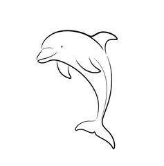 Dolphin Line Art Doodle, a hand drawn vector cartoon illustration of a cute dolphin.