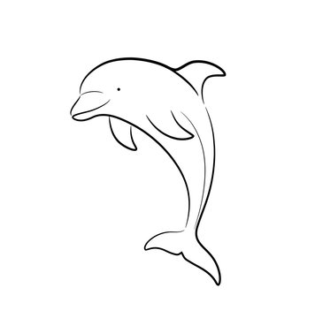 recommend clip art: Dolphin Line Art Doodle, a hand drawn vector cartoon illustration of a cute dolphin.