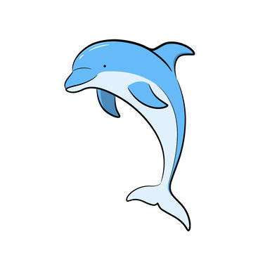 Dolphin Vector Cartoon, a hand drawn vector cartoon illustration of a cute dolphin in full color.