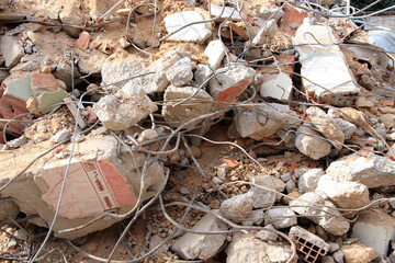 excavator on construction waste