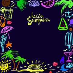 invitation card on happy summer vector