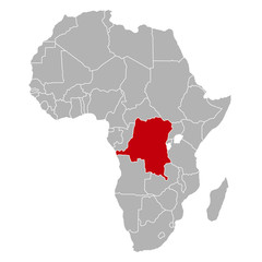 Demokratische Republik Kongo auf Afrika Karte