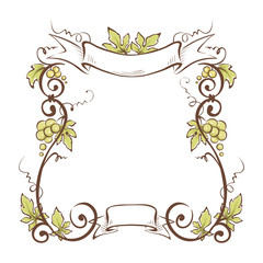 Naklejka premium Frame from green grapes / Vector illustration, floral design element