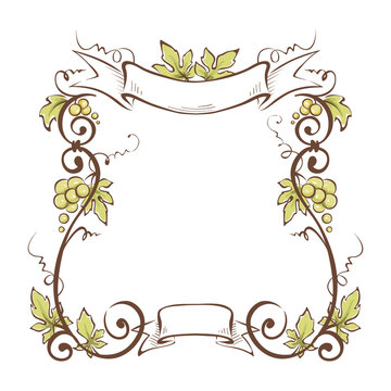 Frame from green grapes / Vector illustration, floral design element