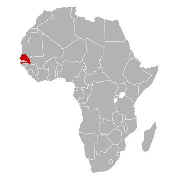Senegal auf Afrika Karte