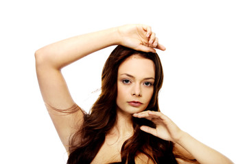 Fototapeta premium Young beautiful relaxed brunette woman 