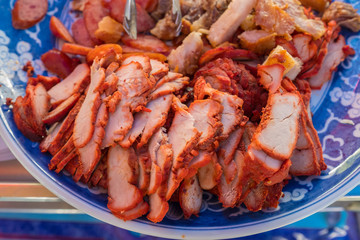 Roasted red pork ,Chinese cuisine.(Selective focus)