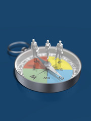 Business figure on compass
