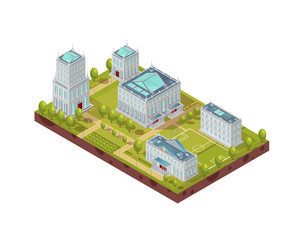 Complex Of University Buildings Isometric Layout