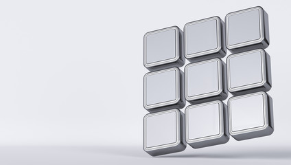 Flying cubes on a white background. 3d render illustration.