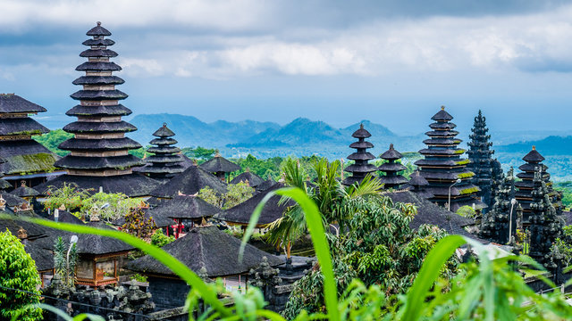 Roofs in Pura Besakih Temple in Bali Island, Indonesia